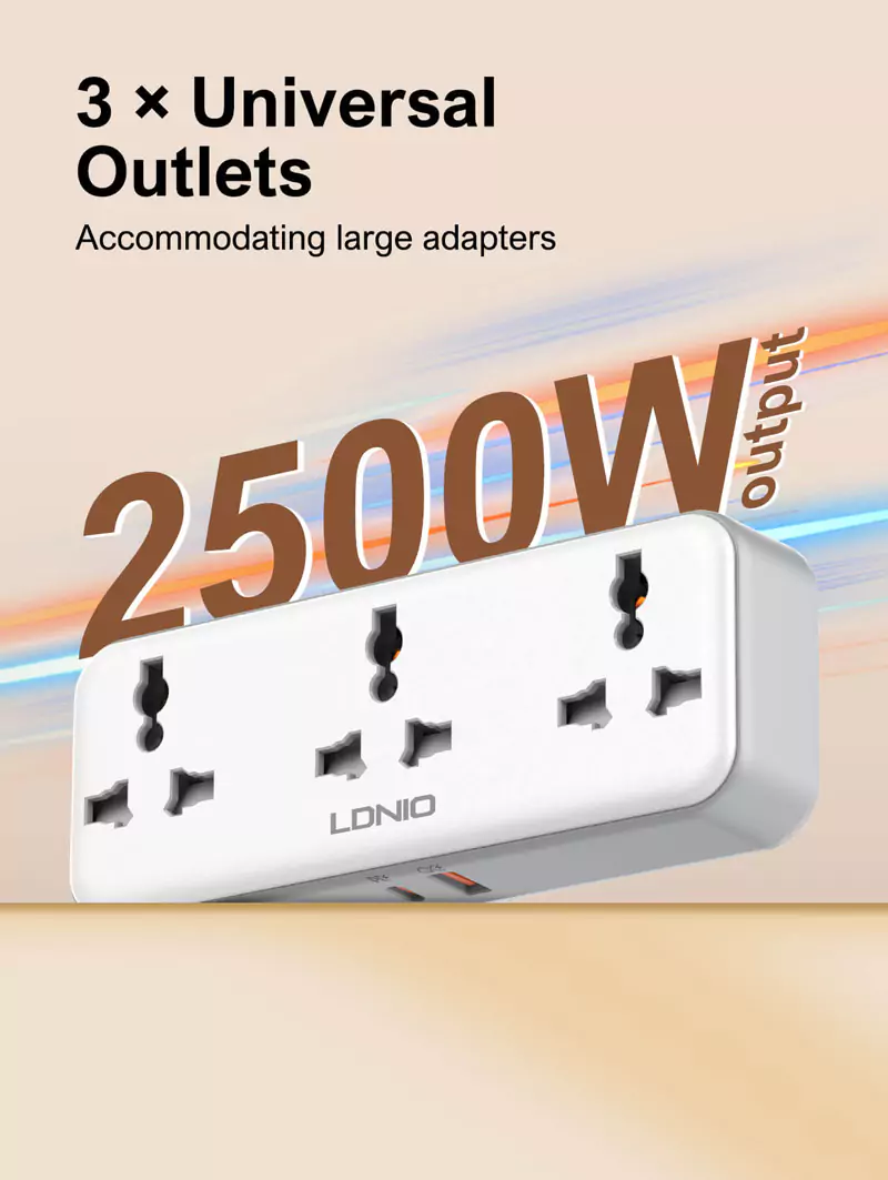 LDNIO SC3317 3 AC Outlets Portable Extension Power Socket