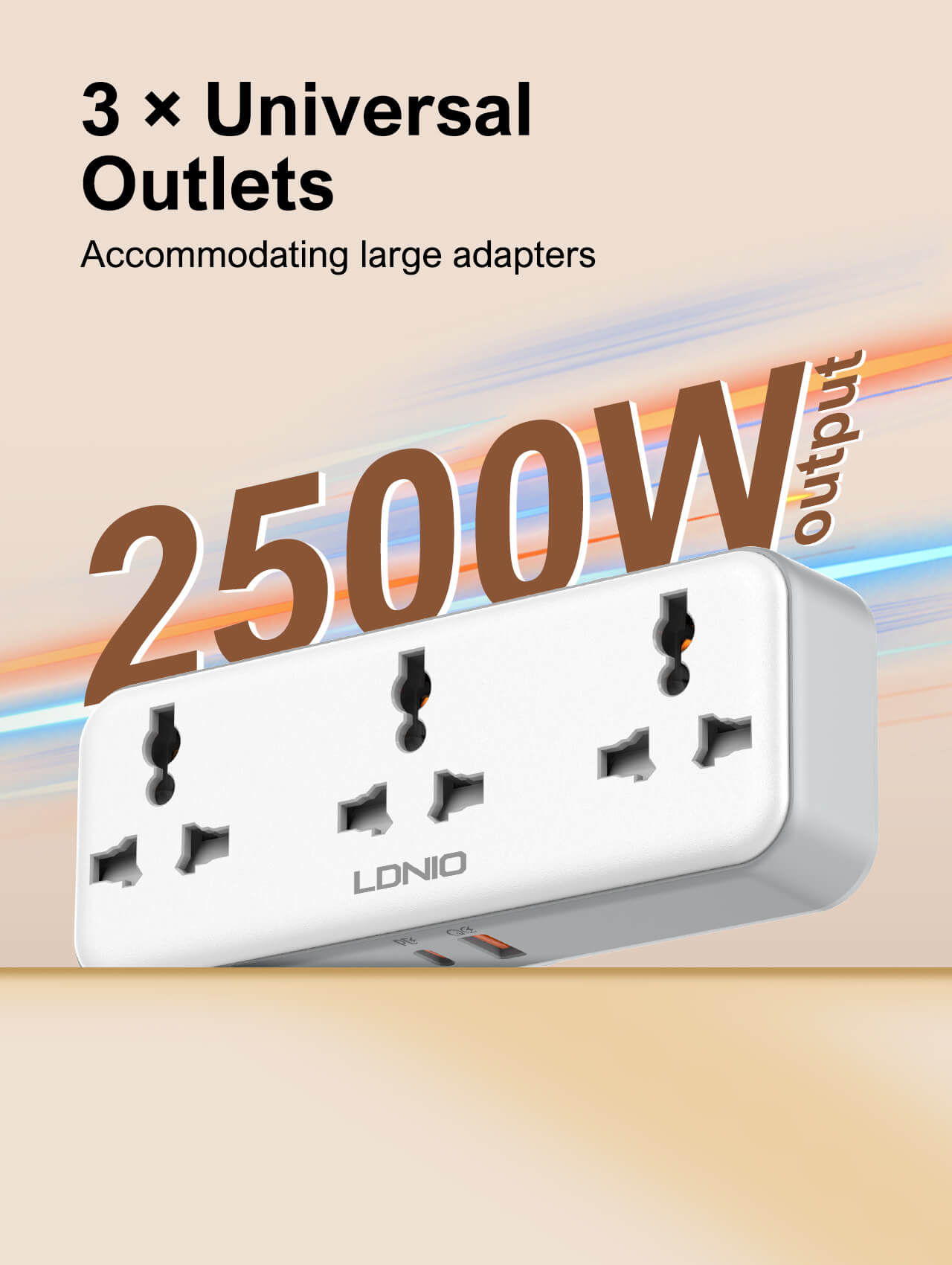 LDNIO SC3317 3 AC Outlets Portable Extension Power Socket 6