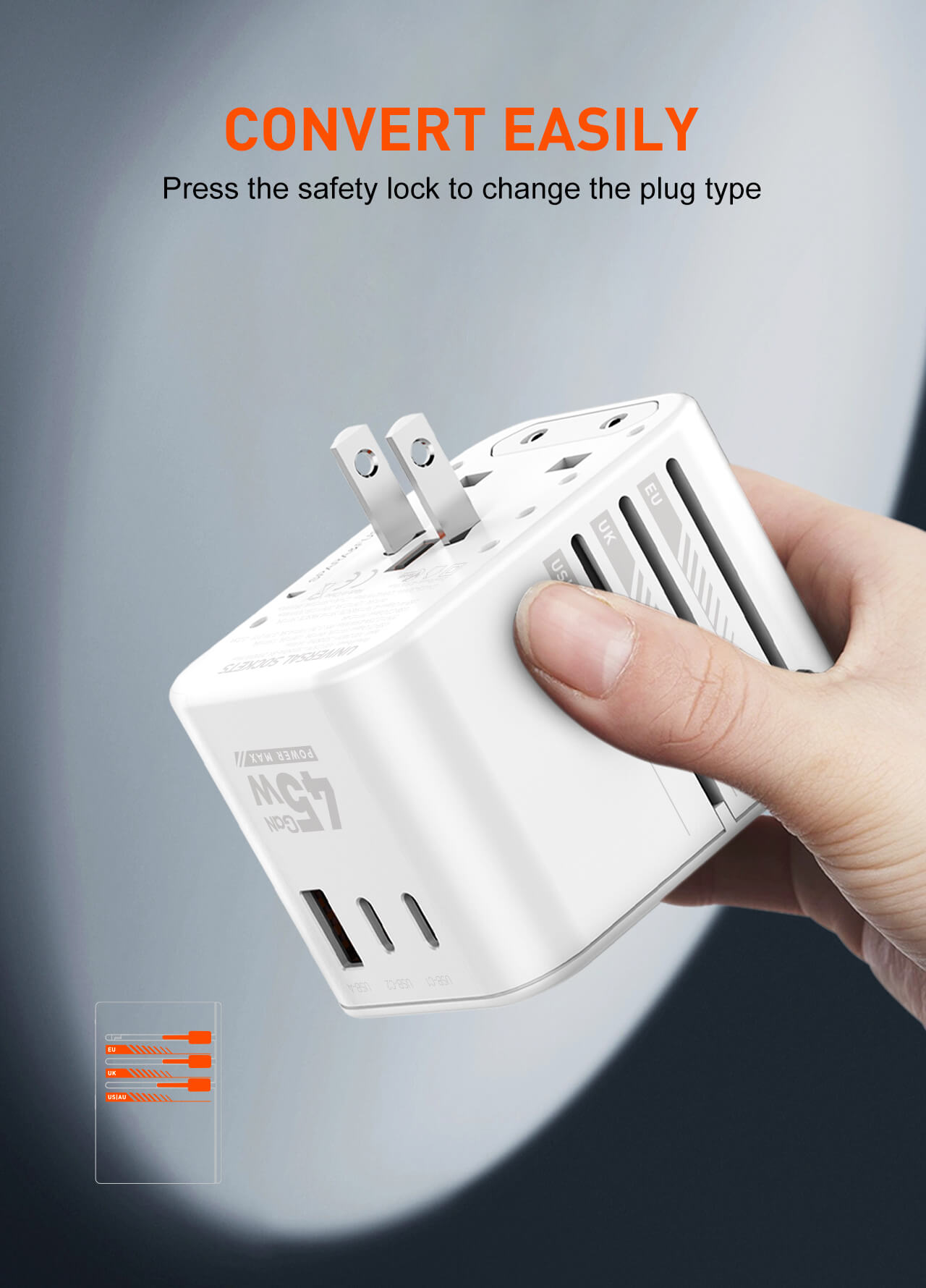 LDNIO Z8 45W 3 USB Ports GaN Travel Adapter 9