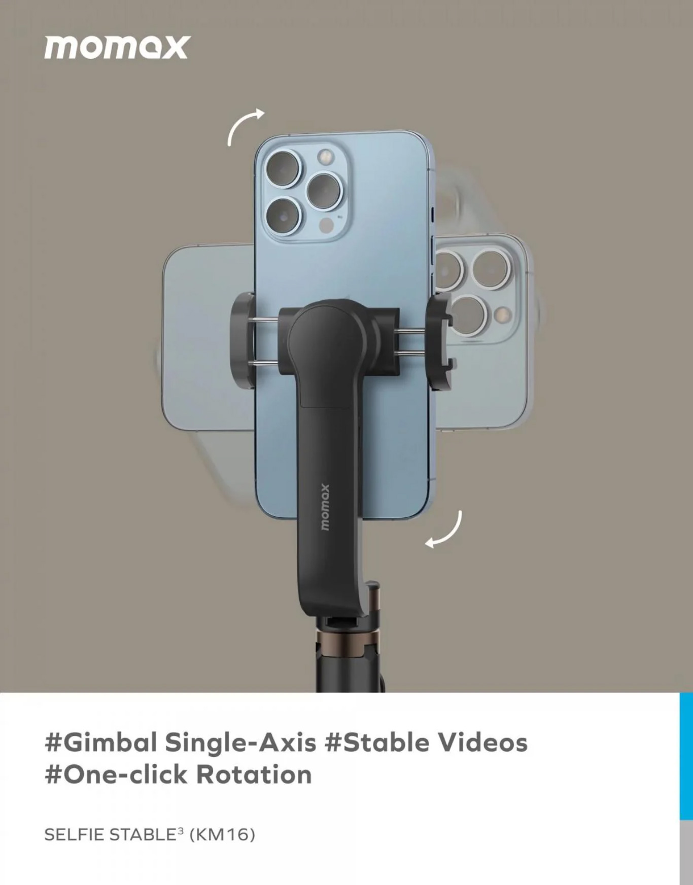 MOMAX KM16D Selfie Stable 3 Smartphone Gimbal with Tripod