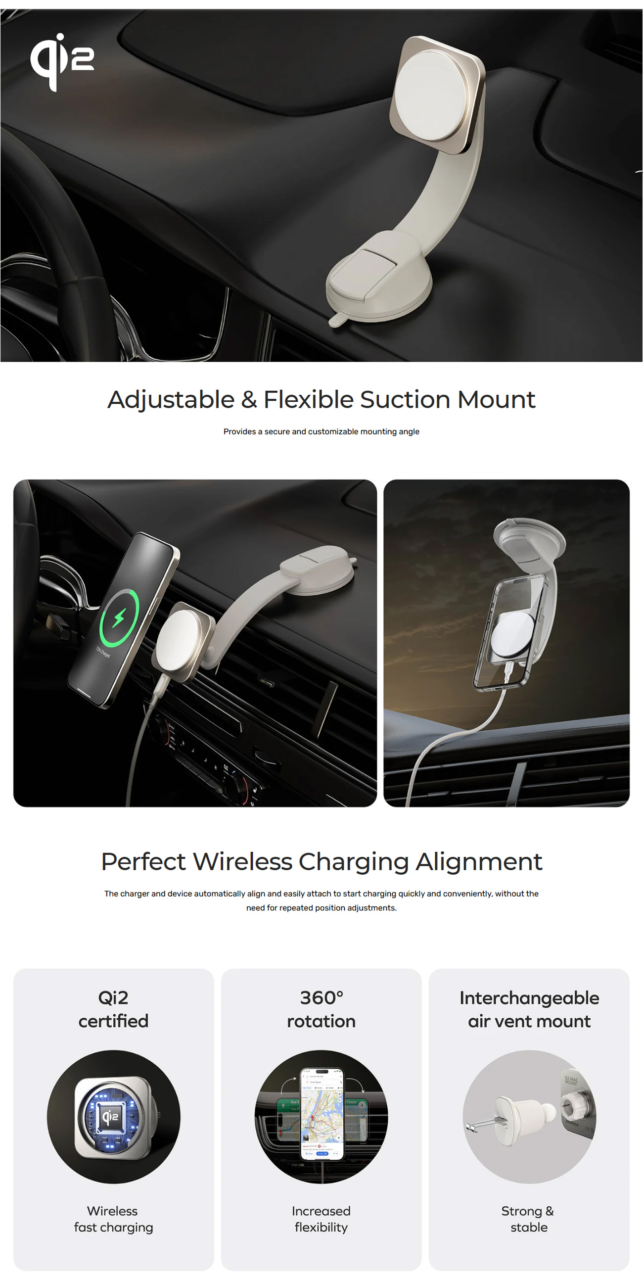 MOMAX Q2.Mag 15W Magnetic Wireless Charging Car Mount 11