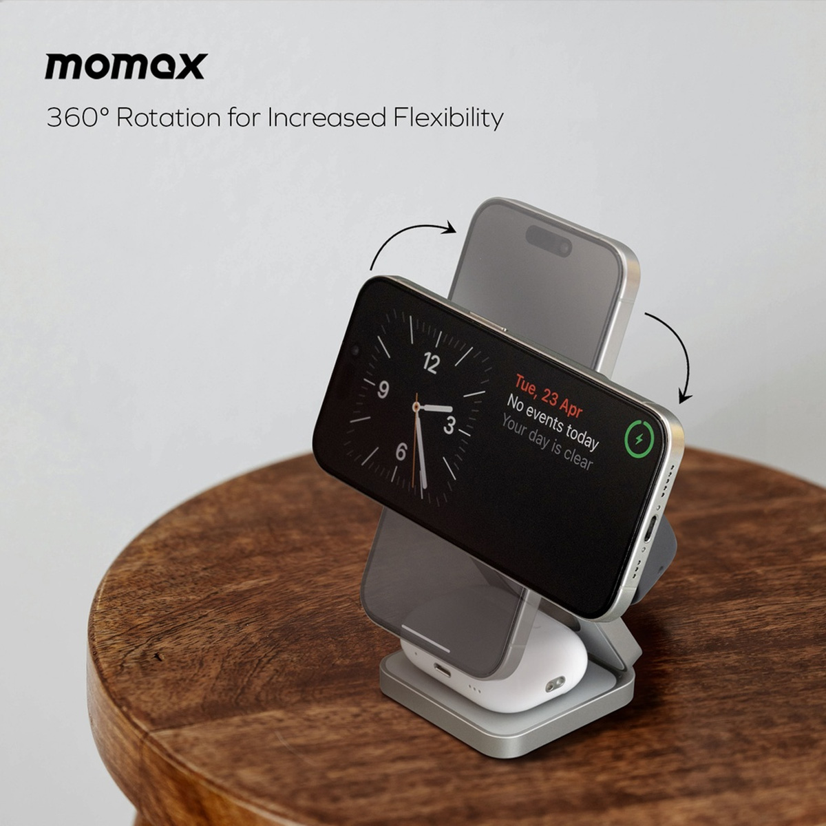 MOMAX Q2.Mag Go Qi2 3-in-1 Magnetic Wireless Charging Stand - UD31L