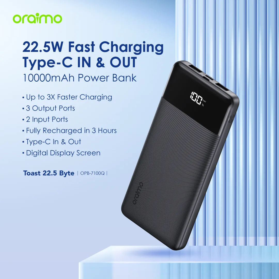 Oraimo Toast Byte 10000mAh 22.5W Power Bank 10