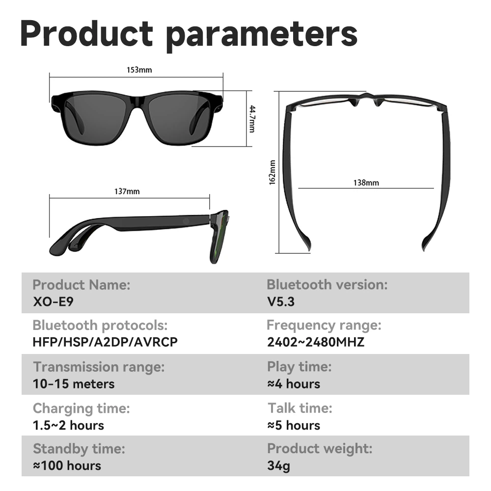 XO E9 UV Protective Smart Sunglasses 4