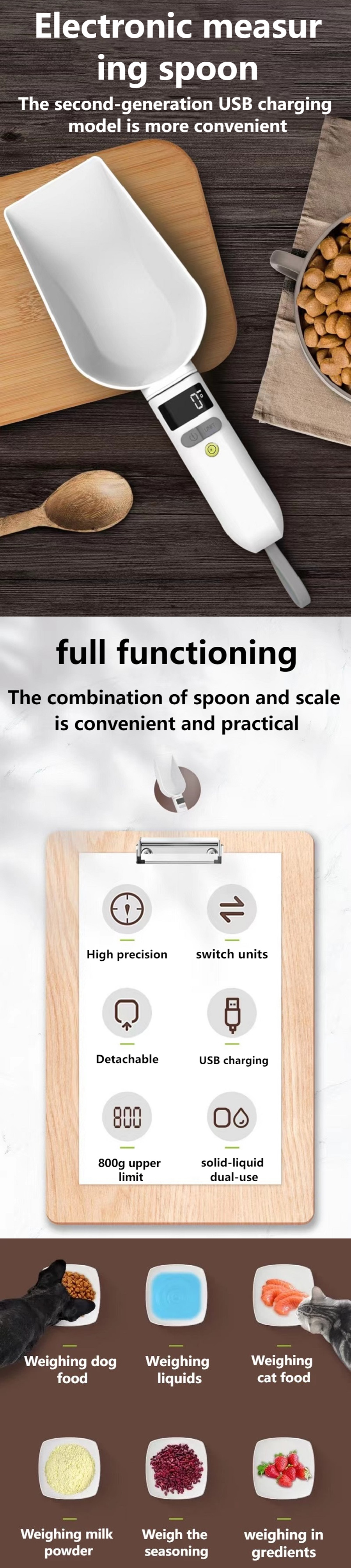 Digital Electronic Scale Measuring Spoon 800g 0.1g Weighing Tool