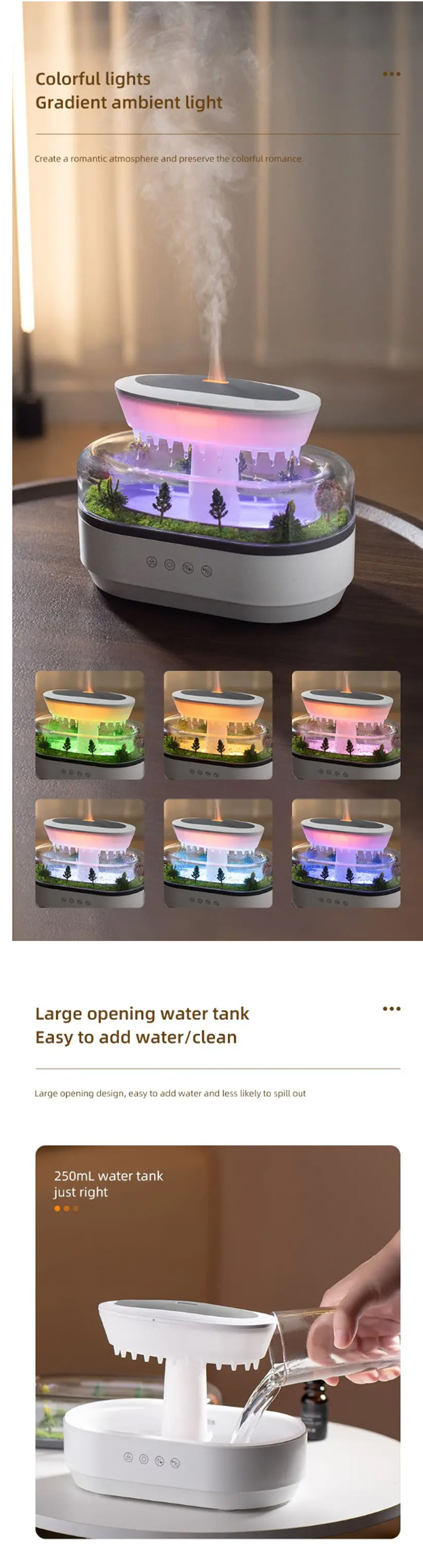 Mushroom Water Drop Sound Humidifier with Night Light Aromatherapy Essential Oil Diffuser