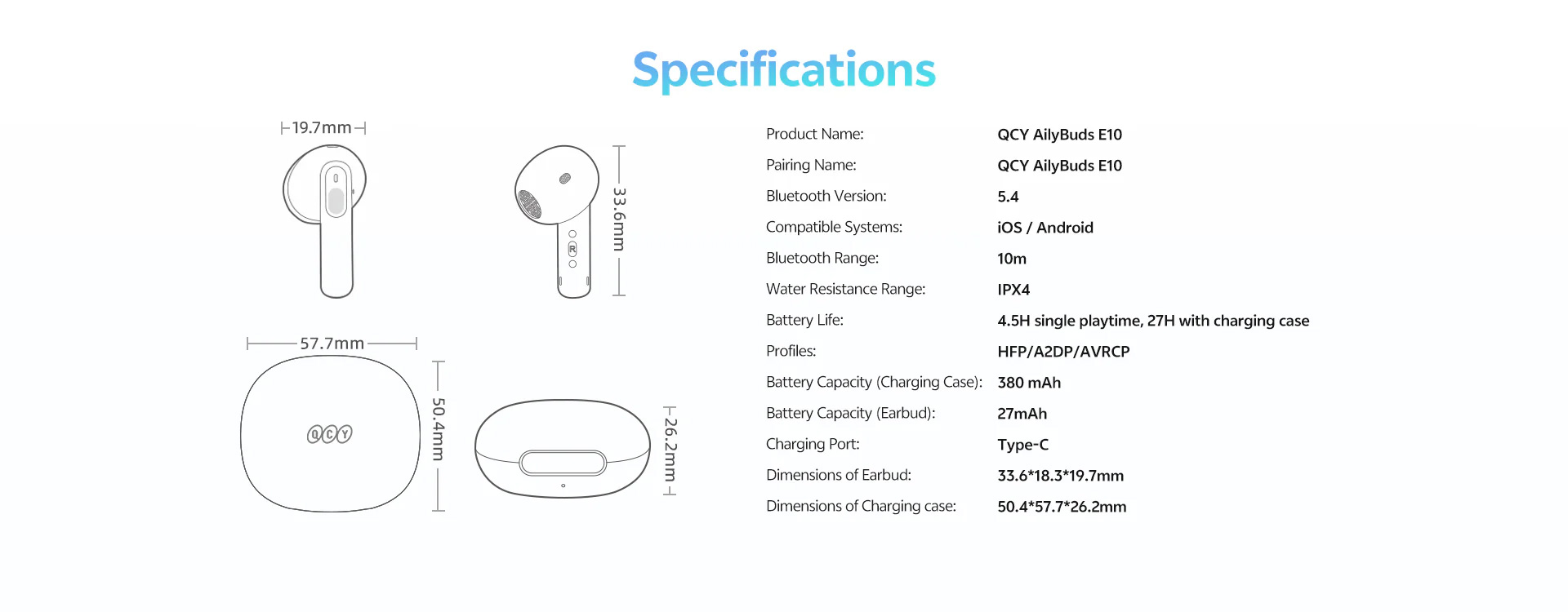 QCY AilyBuds E10 Hi-Res Sound True Wireless Earbuds