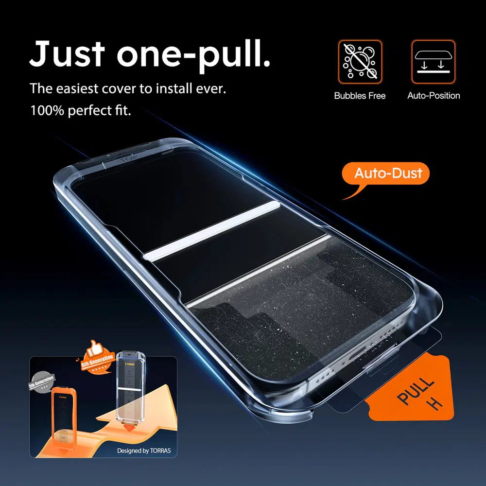 TORRAS iPhone 16 Pro - 16 Pro Max Install Master Superior Screen Protector