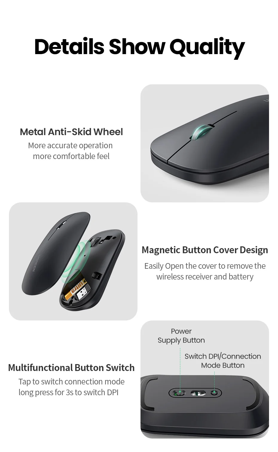 UGREEN MU001 Dual Mode Wireless Mouse 13