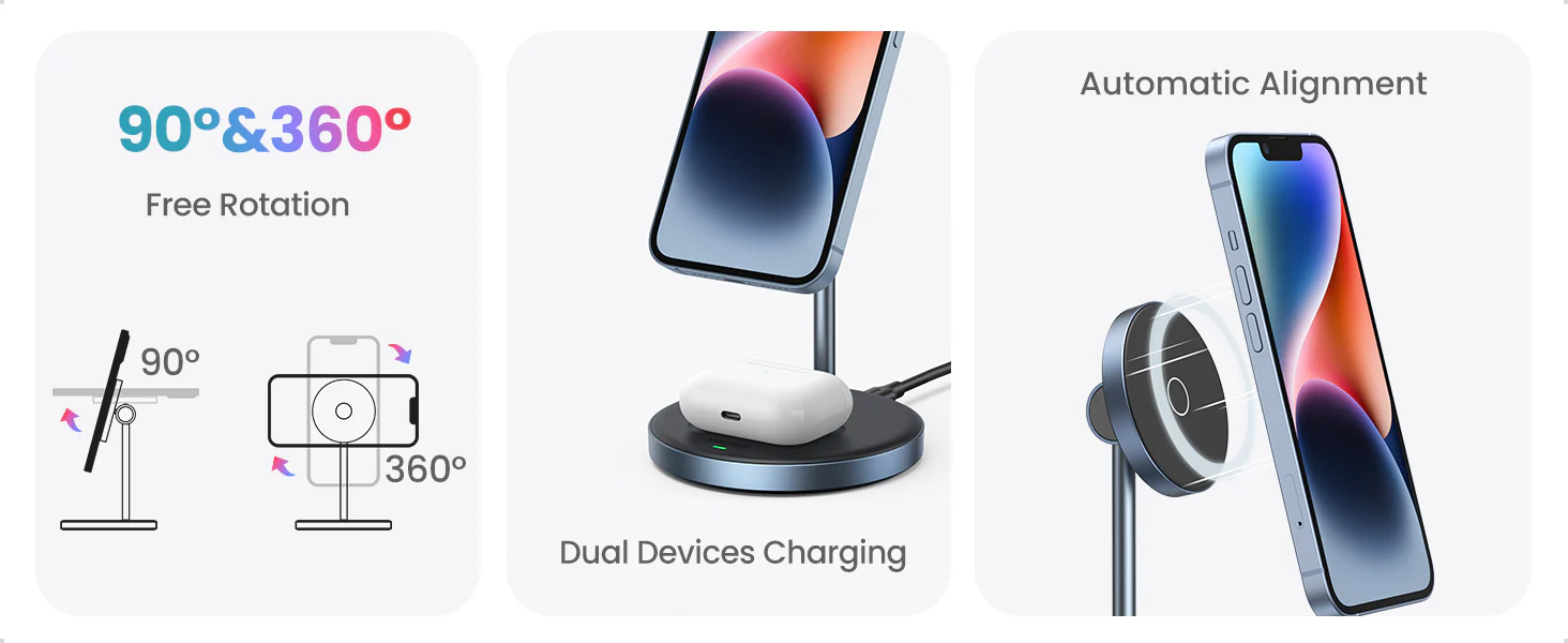 UGREEN MagFlow 2 in 1 Magnetic Wireless Charging Station 4