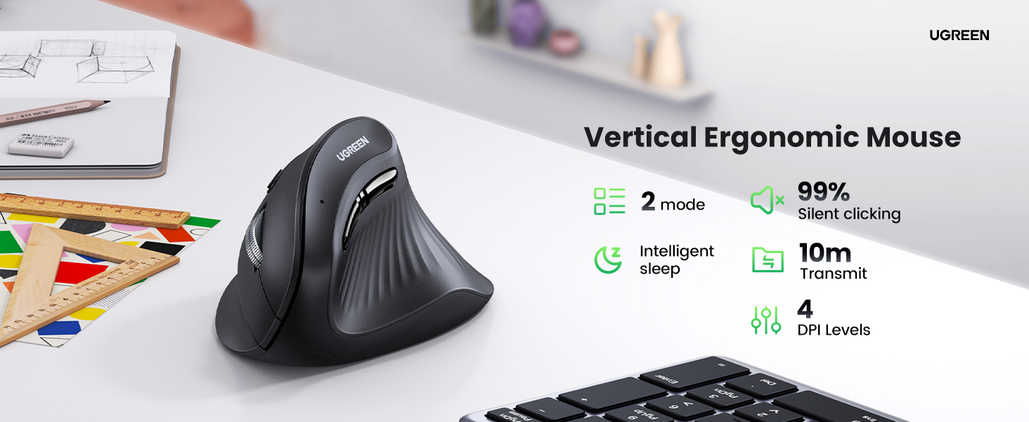 Ugreen MU008 Multi mode Vertical Wireless Mouse 5