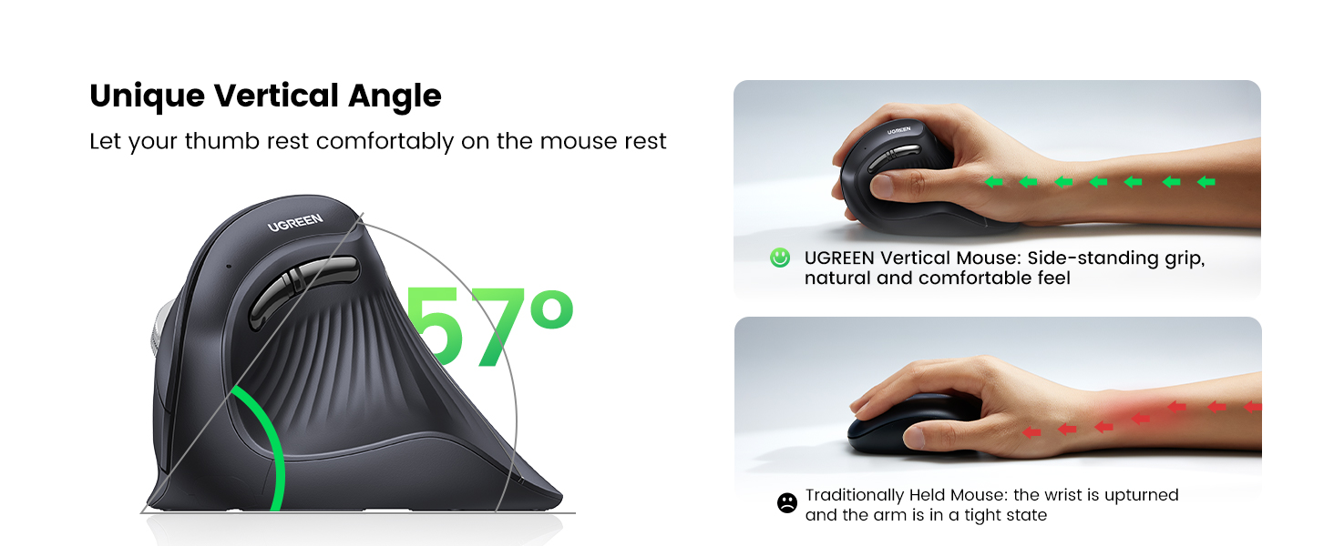 Ugreen MU008 Multi mode Vertical Wireless Mouse 7