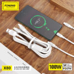 Foneng X80 100W 3-in-1 Fast Charging Cable