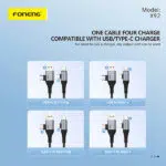 Foneng X92 60W Braided Fast Charging 4-in-1 Cable 1M - Image 5