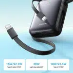 JOYROOM JR-PBF27 10000mAh 22.5W Mini Power Bank Charger with Built-In Dual Cables - Image 2