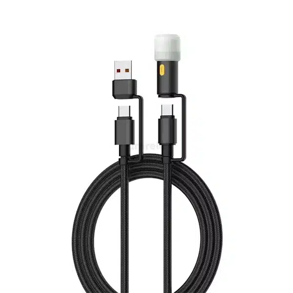 LDNIO LC17 65W 4-in-1 Fast Charging Cable (USB-A+USB-C to USB-C+Portable LED Lightning)