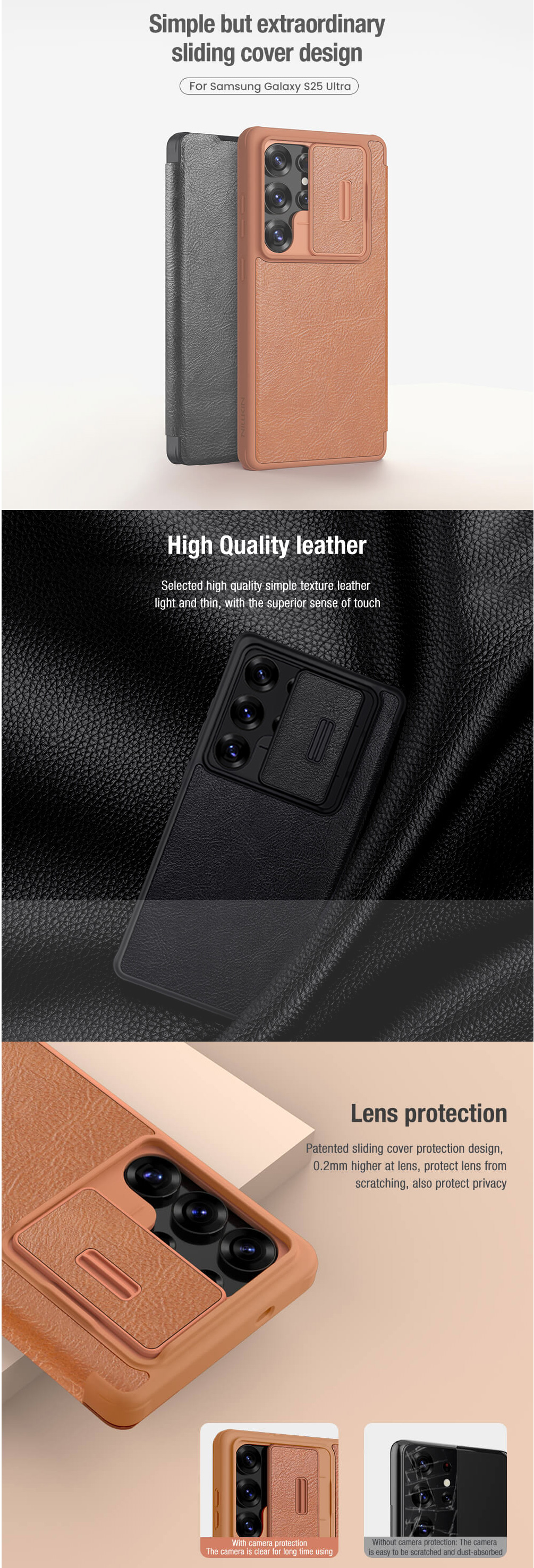 Nillkin Samsung Galaxy S25 Ultra Qin Pro Leather Camera Protective Case