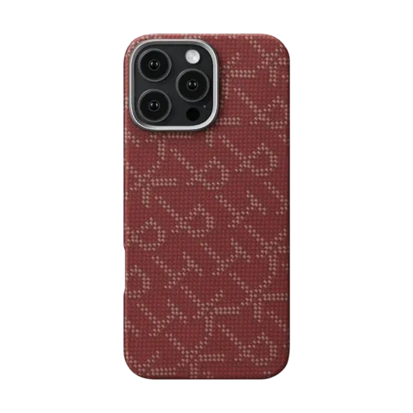 PITAKA iPhone 16 Pro - 16 Pro Max Gold Red Classic Monogram Tactile Woven Case