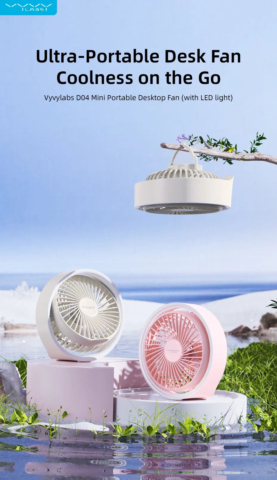 Vyvylabs D04 Mini Portable Desktop Fan