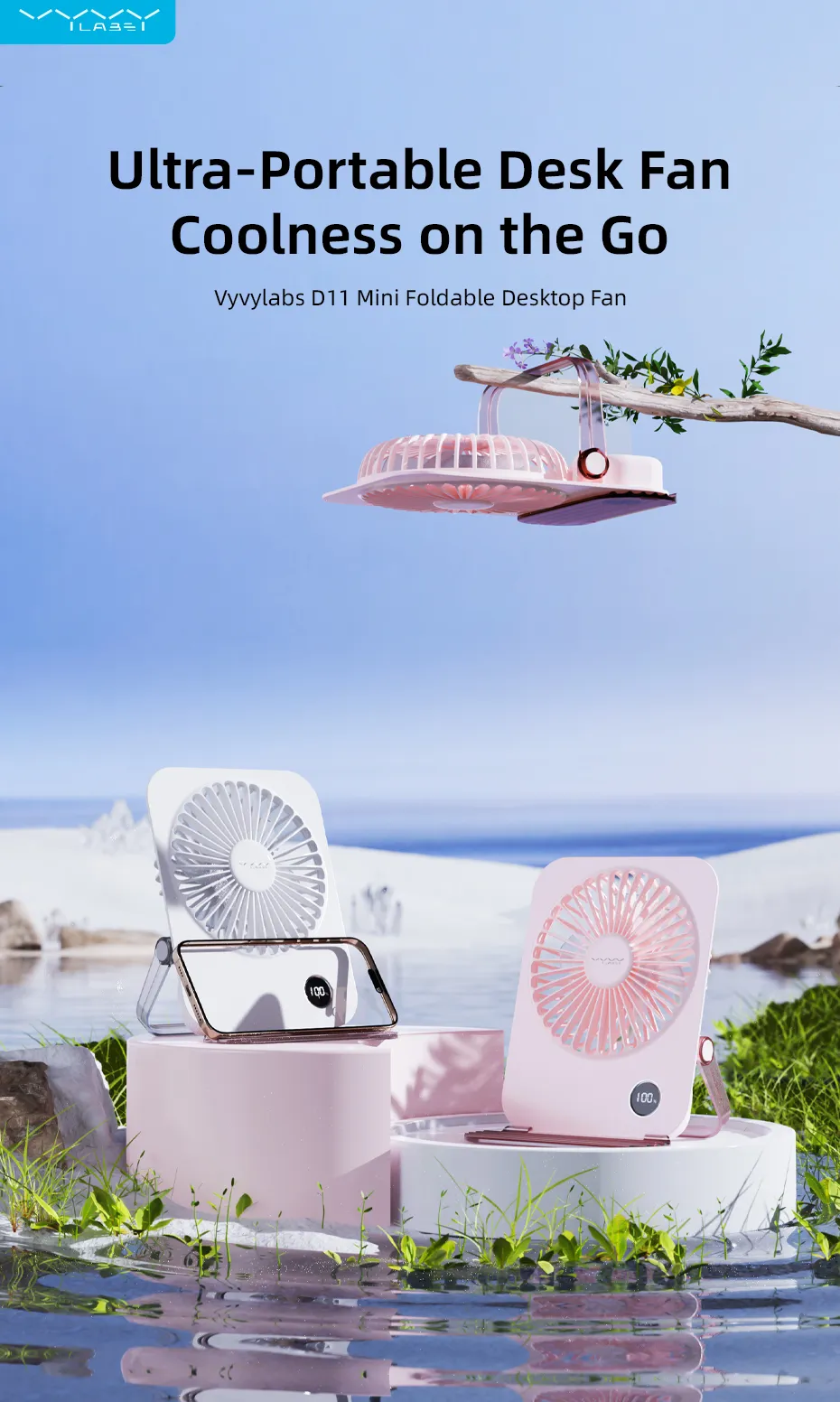 Vyvylabs D11 Mini Foldable Desktop Fan