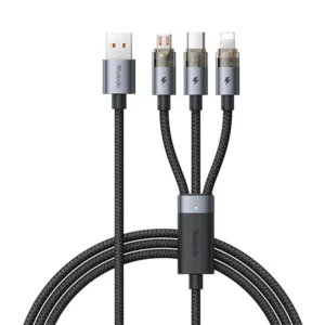 Mcdodo CA-715 3 in 1 6A Transparent Fast Charging Cable with Charging Light