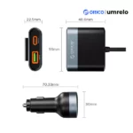 ORICO CC-98AC 98W 4-Port Car Back Seat Charger
