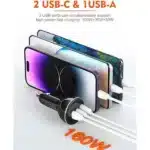 LDNIO C102 160W 3-Port Car Charger with 100W Type-C to Type-C Cable - Image 5