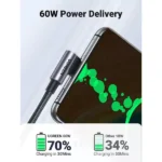 UGREEN US255 USB-C to USB-C Right Angled 60W Charging Cable 0.5M (50122)