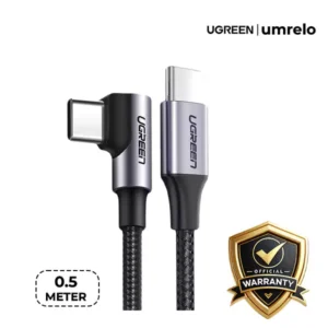 UGREEN US255 USB-C to USB-C Right Angled 60W Charging Cable 0.5M (50122)