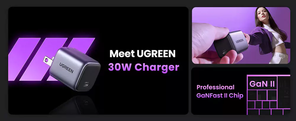 Ugreen CD319 Nexode 30W USB-C GaN Fast Charger US Plug (15329)