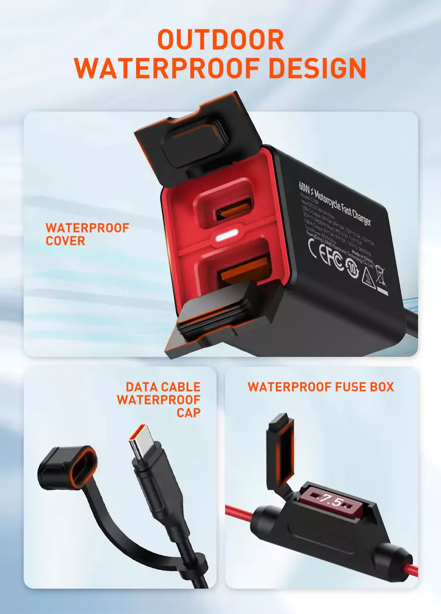 LDNIO C108 60W Fast Charging Motorcycle Charger