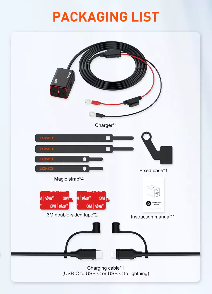 LDNIO C108 60W Fast Charging Motorcycle Charger