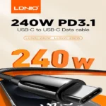 LDNIO LC922C 240W USB-C to USB-C Fast Charging Data Cable - 2M - Image 3