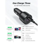 UGREEN 20467 69W PD+QC 3.0 Three Ports Fast Car Charger