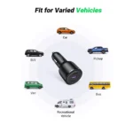 UGREEN 20467 69W PD+QC 3.0 Three Ports Fast Car Charger