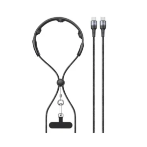 USAMS SJ759 PD 100W Portable 2-in-1 Mobile Phone Lanyard Fast Charging Type-C Data Cable