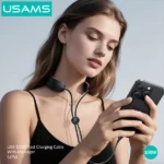 USAMS SJ759 PD 100W Portable 2-in-1 Mobile Phone Lanyard Fast Charging Type-C Data Cable