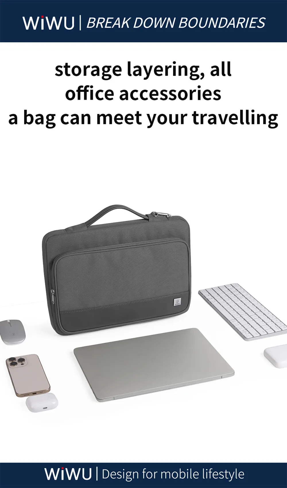 WiWU Cozy Classic Waterproof Polyester Laptop Sleeve - 14inch