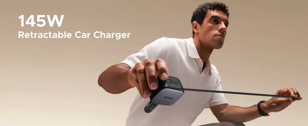 UGREEN Nexode Car Charger 145W with Retractable USB-C Cable
