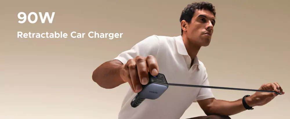 UGREEN Nexode Car Charger 90W with Retractable USB-C Cable